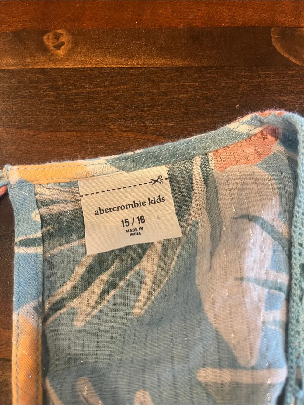 Girls Abercrombie Kids Floral Blue Sundress with Orange & Yellow Blooms
